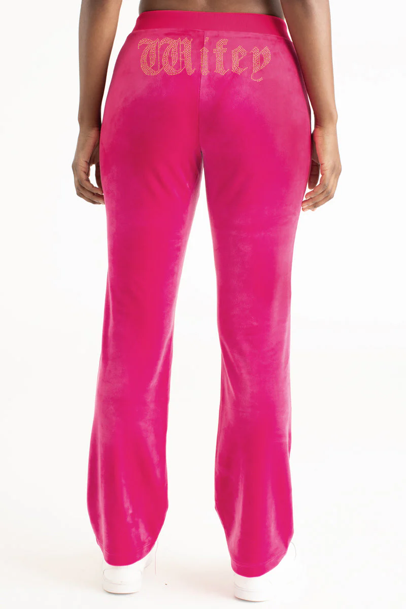 Image of Wifey Customizable Big Bling Velour Track Pants