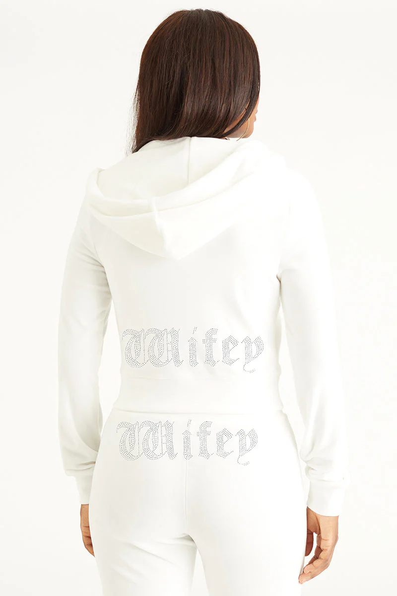 Image of Wifey Customizable Big Bling Velour Hoodie