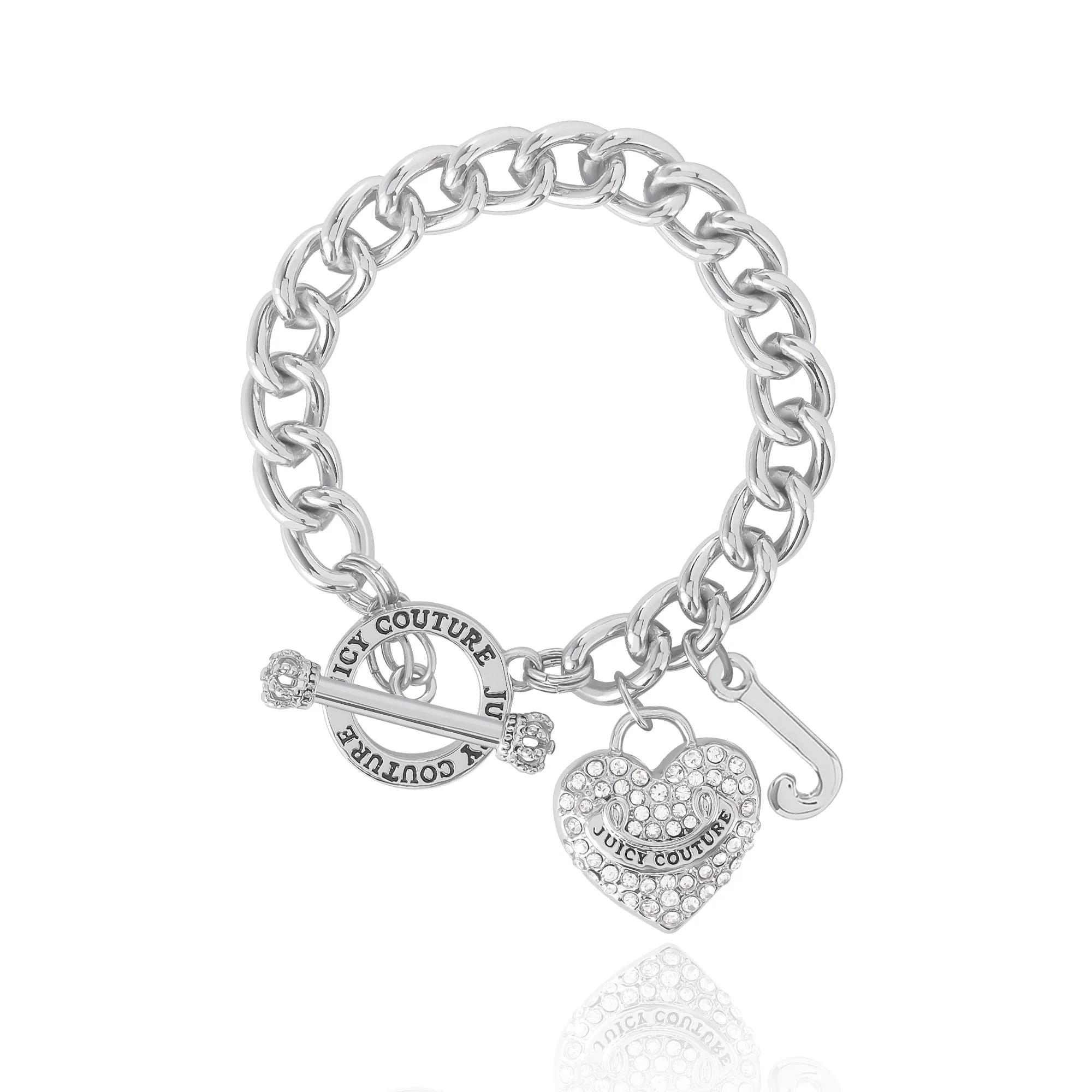 Image of Crystal Heart Charm Toggle Bracelet
