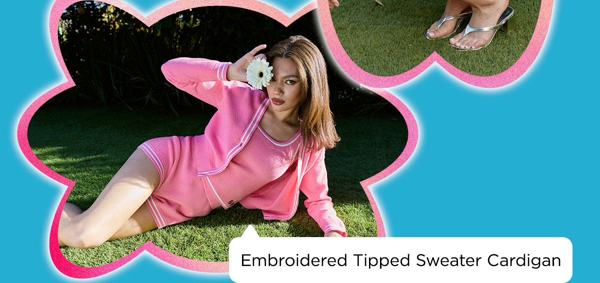 Embroidered Tipped Sweater Cardigan