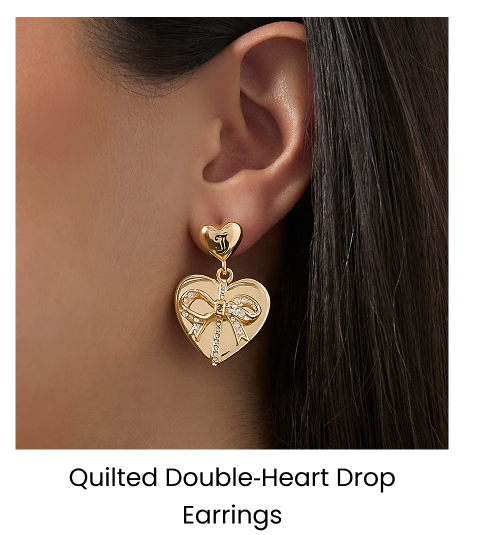 Quilted Double-Heart Drop Earrings