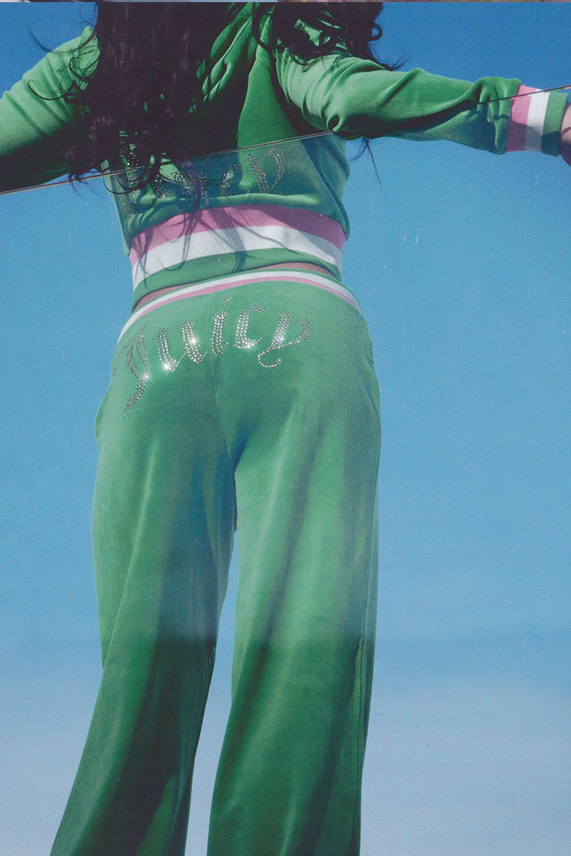 Image of Heritage Stripe Bling Velour Track Pants
