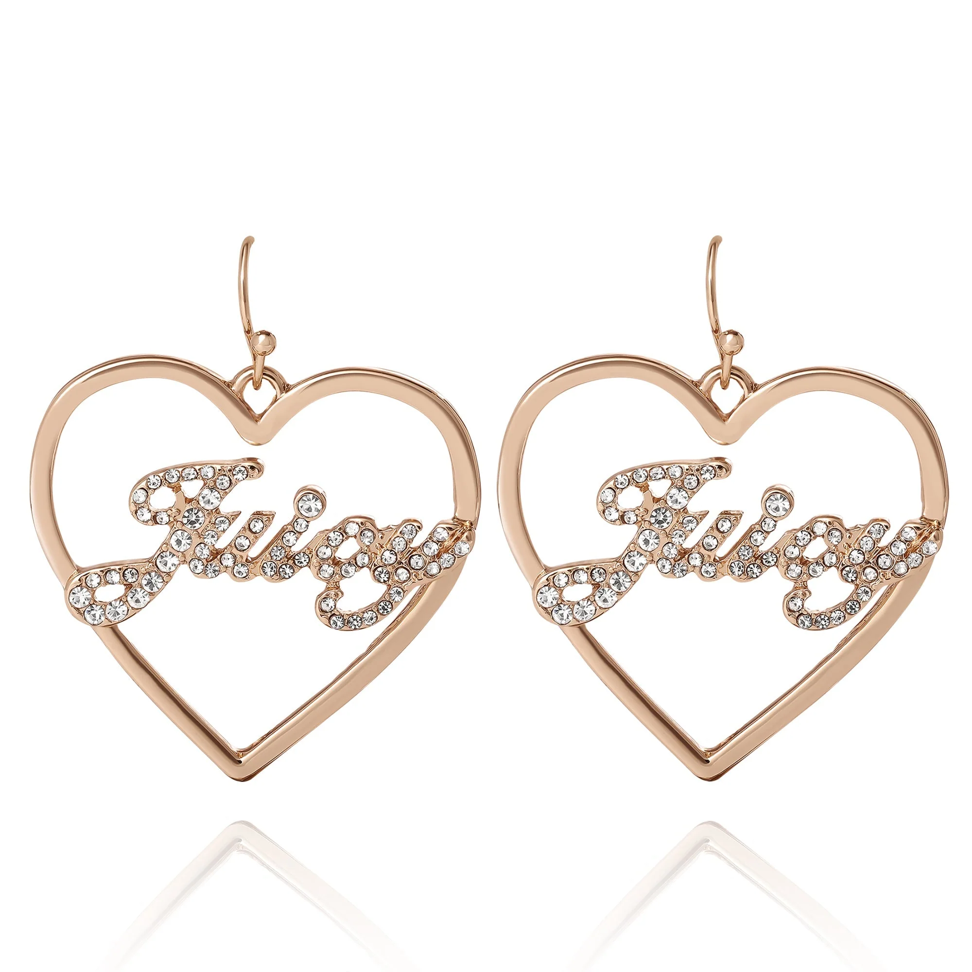 Image of Juicy Script Crystal Heart Drop Earrings