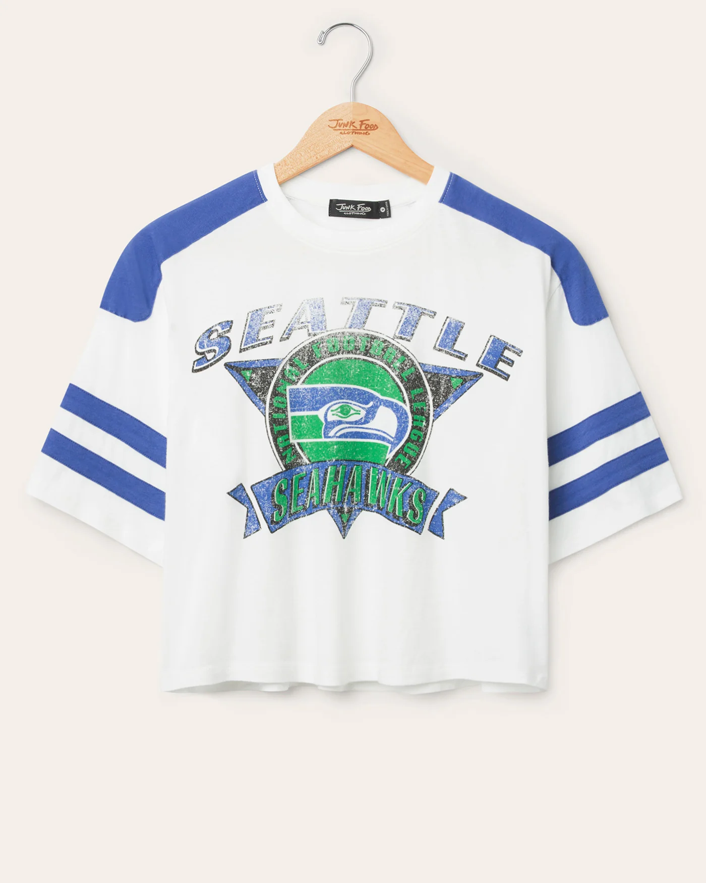 Image of Women's Seattle Seahawks Striped Crop Tee