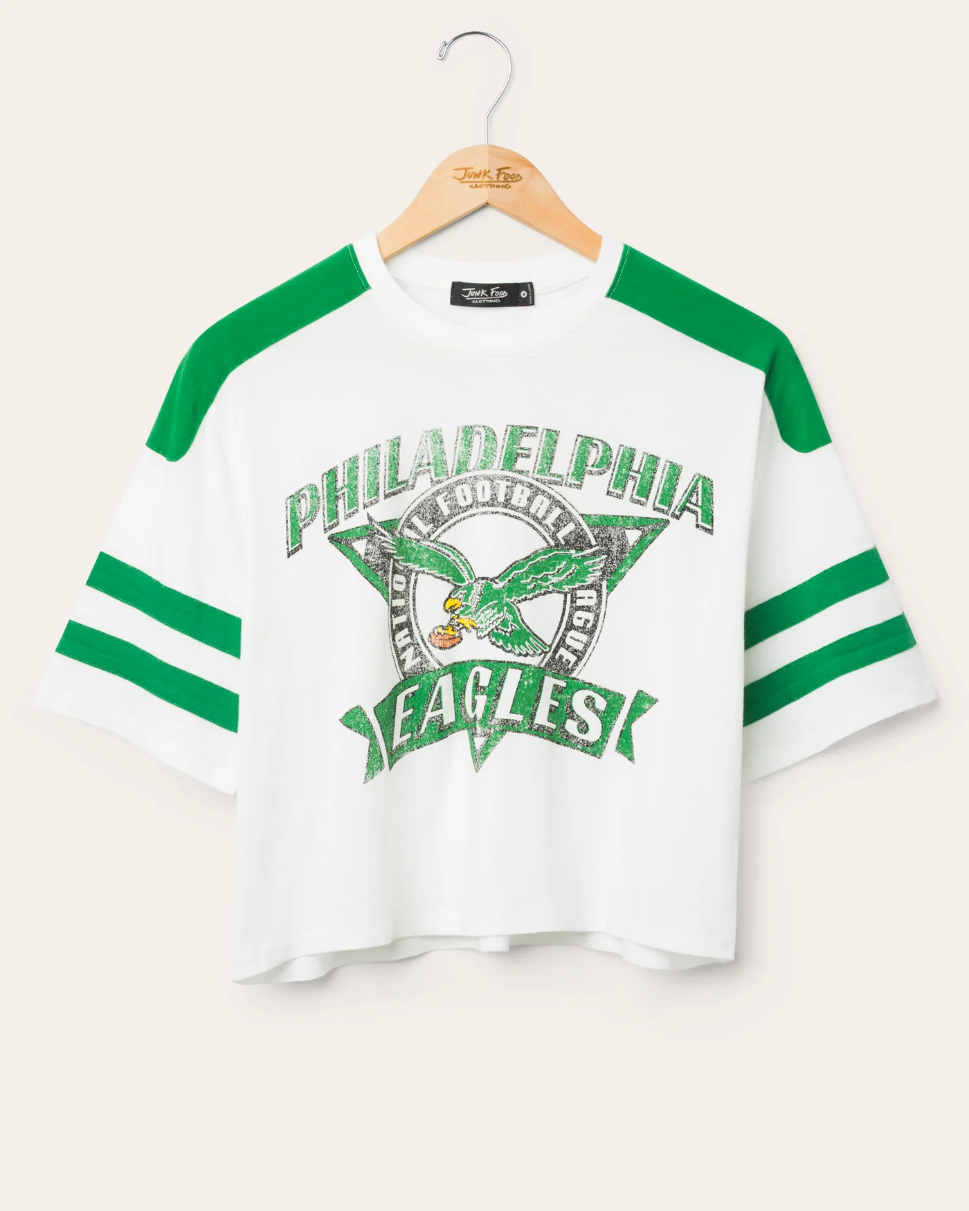 Image of Women's Philadelphia Eagles Striped Crop Tee