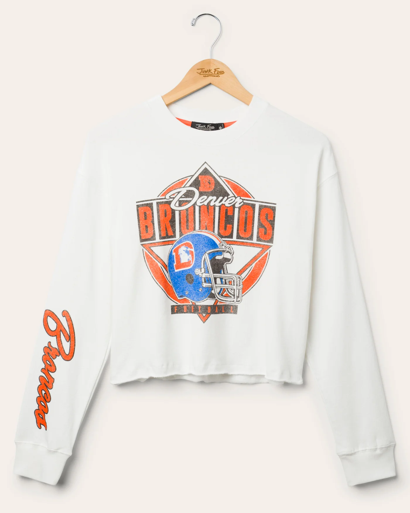Image of Women's Denver Broncos Helmet Crop Fleece