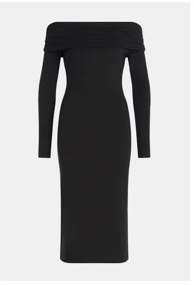 Off Shoulder Knit Midi Dress