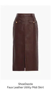 Faux Leather Utility Midi Skirt