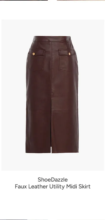 Faux Leather Utility Midi Skirt