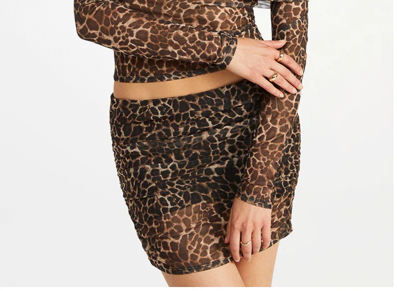 Mesh Ruched Mini Skirt