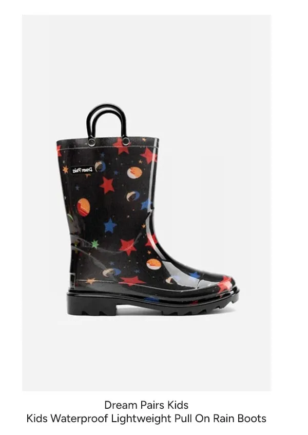 Kids Waterproof Lightweight Pull On Rain Boots