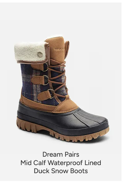 Mid Calf Waterproof Lined Duck Snow Boots