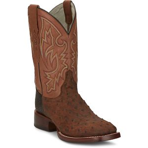 King - Full Quill Ostrich boot in saddle brown.