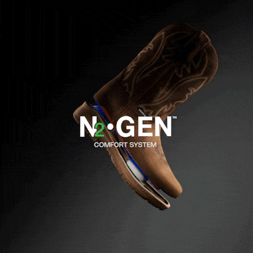 N2-Gen Comfort System. An explosion of a NiTread work boot showing the internal components of the boot.