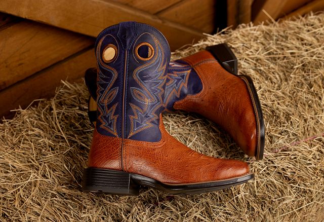 Roswell 11" Smooth Ostrich in Brandy brown.