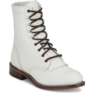 Mckean 7" Lace-Up Roper in vintage white.