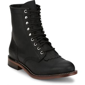 Drennan 7" Lace-Up Roper in black.
