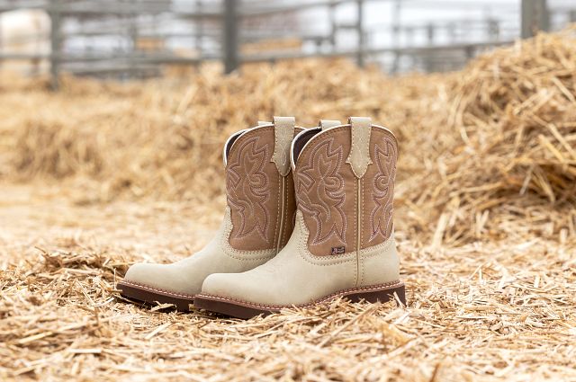 Kay 8" Western boot in taupe.