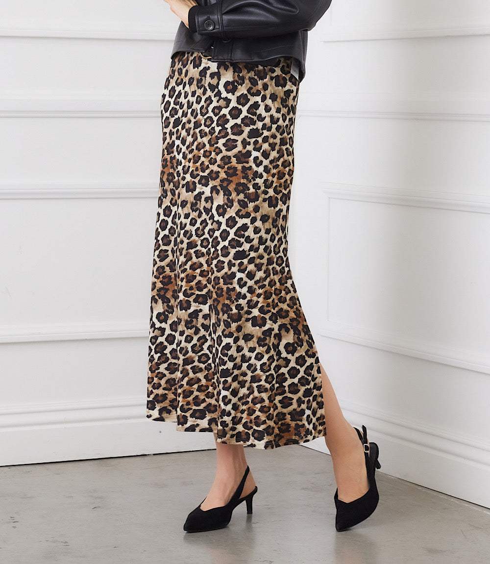 Image of Side-Slit Midi Skirt
