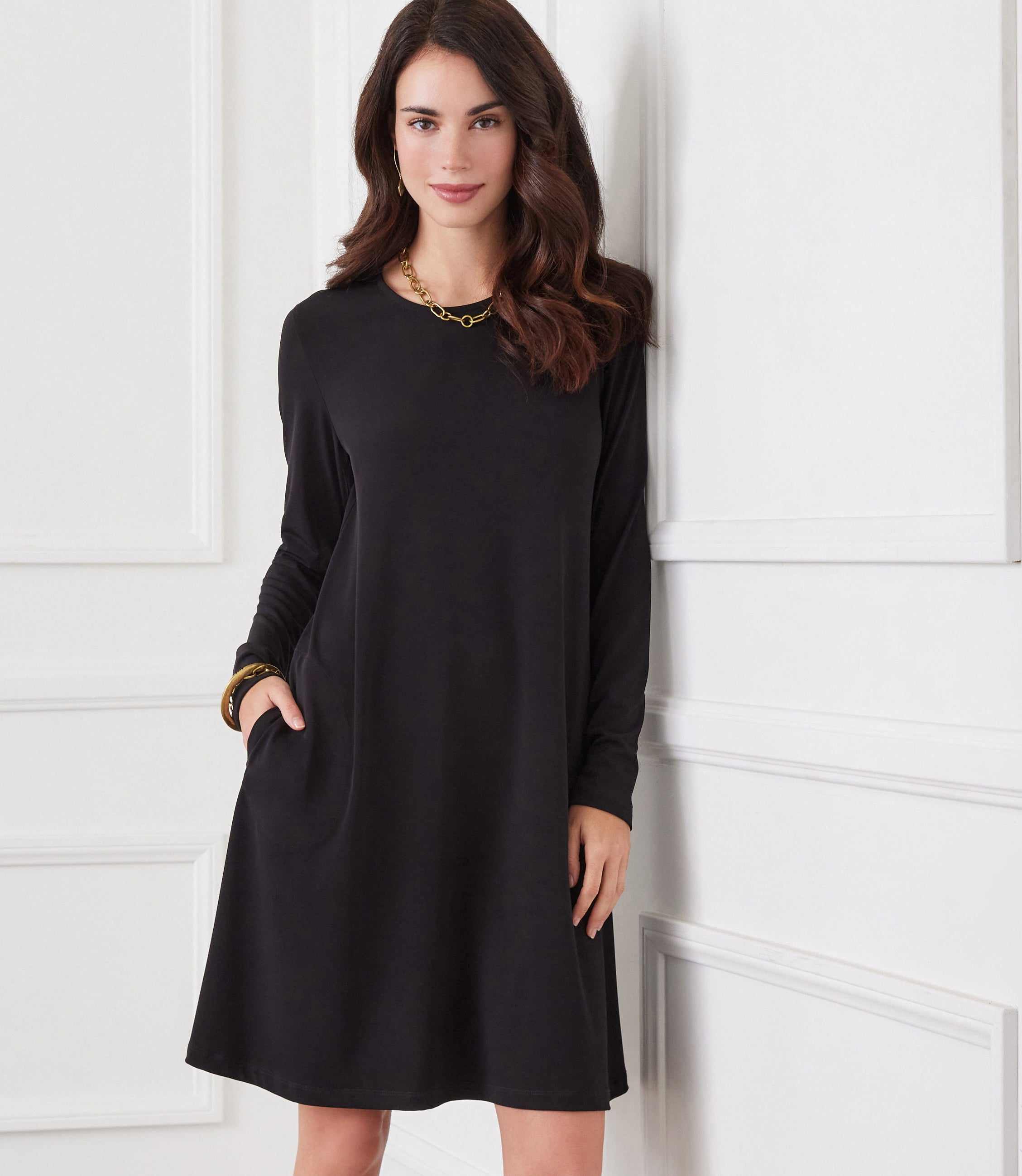 Image of Long Sleeve Travel Jersey Dress