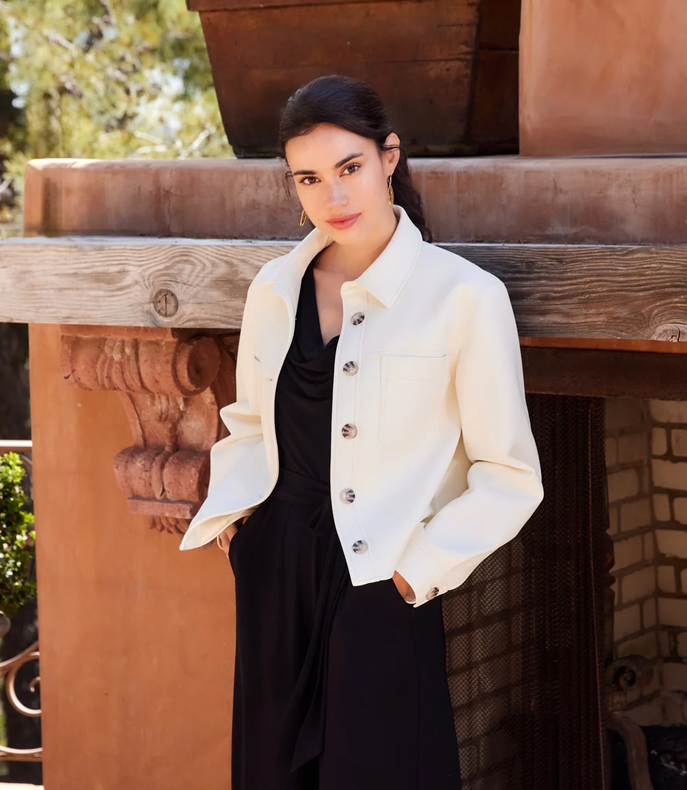 Image of Faux Leather Cropped Jacket