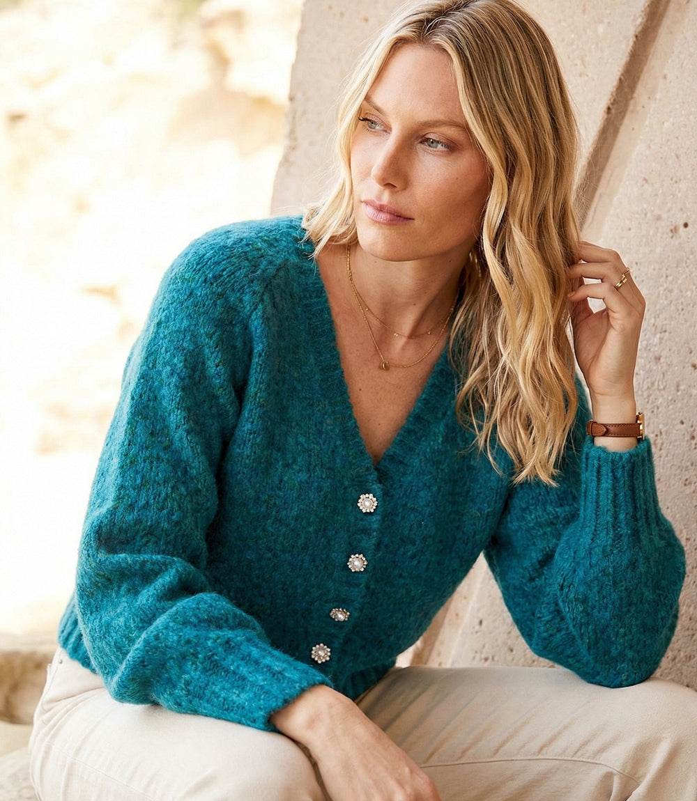 Image of Pearl Button Cardigan Sweater