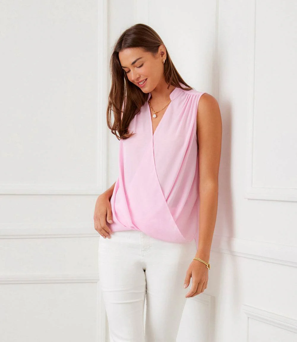 Image of Sleeveless Drape Front Top
