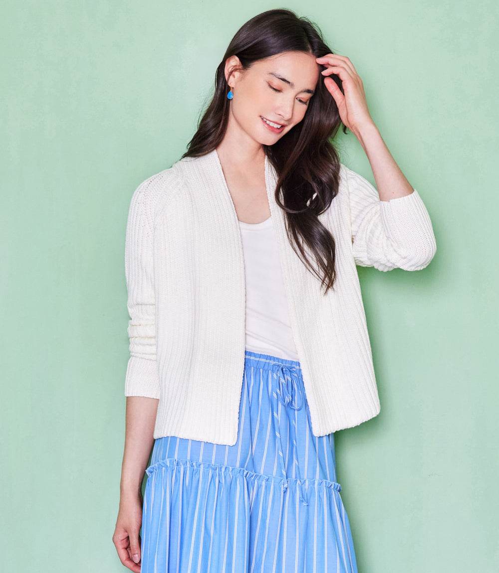 Image of Cropped Open Front Cardigan Sweater