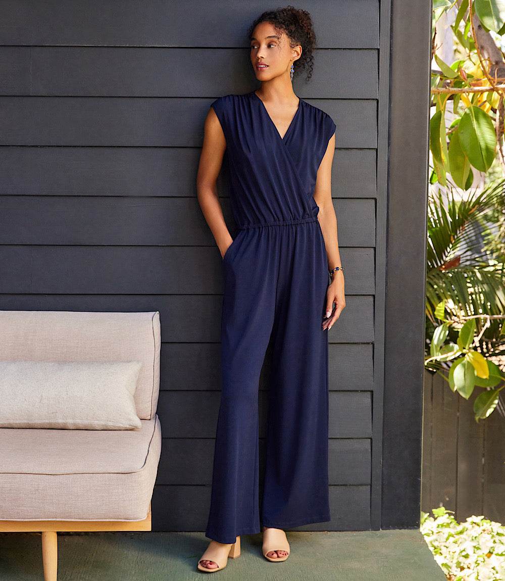 Image of Sleeveless Travel Jersey Jumpsuit