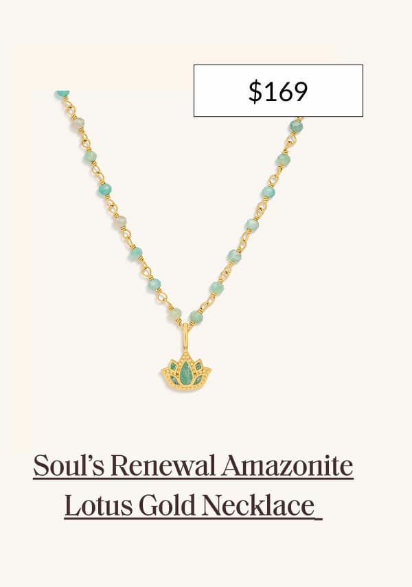 Soul’s Renewal Amazonite Lotus Gold Necklace