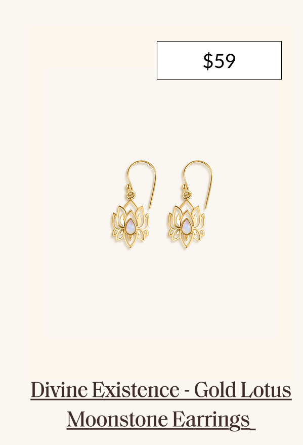 Divine Existence - Gold Lotus Moonstone Earrings