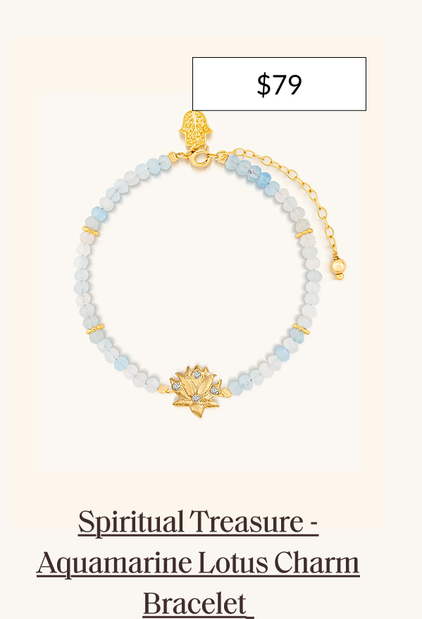 Spiritual Treasure - Aquamarine Lotus Charm Bracelet