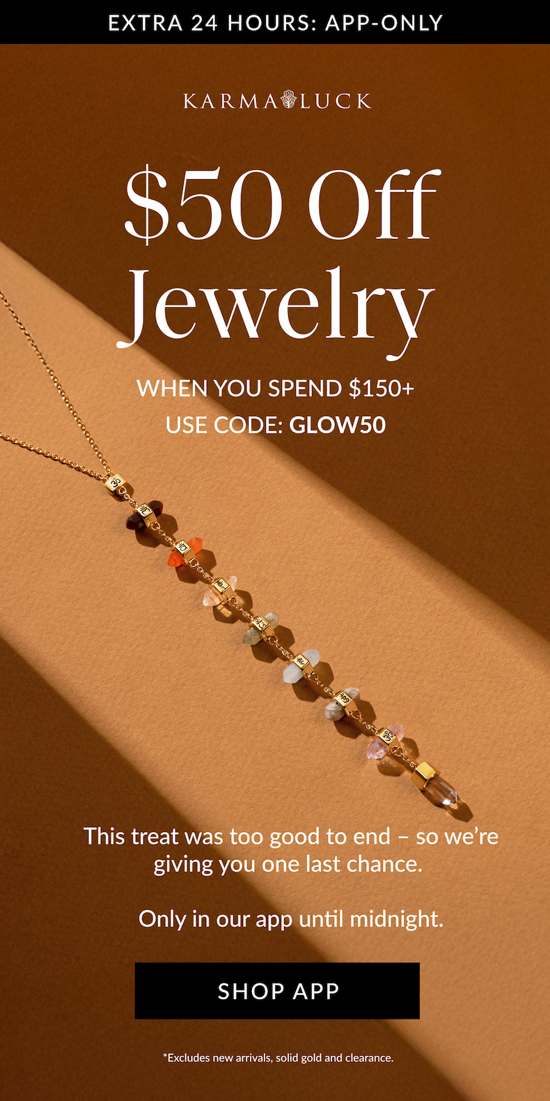 $50 off jewelry extended in the app