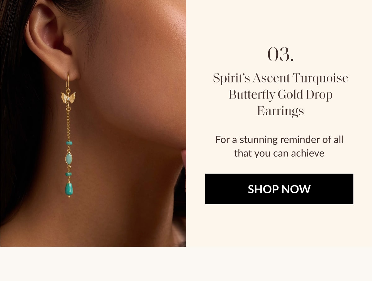 Spirit’s Ascent Turquoise Butterfly Gold Drop Earrings