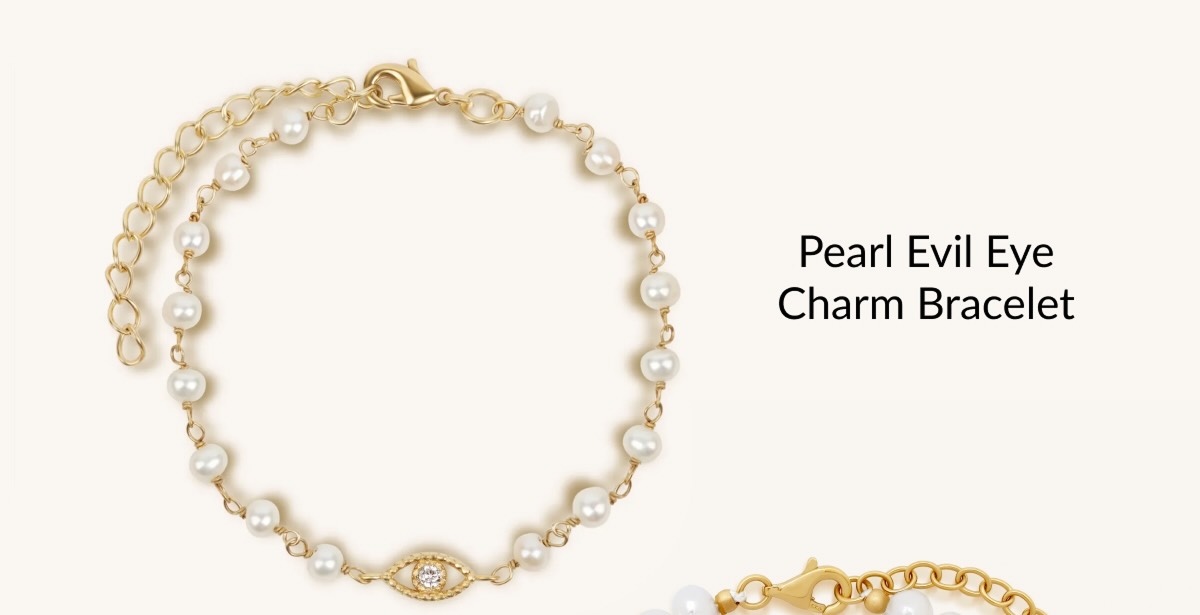 Pearl Evil Eye Charm Bracelet