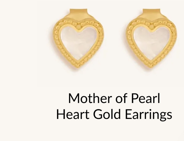 Mother of Pearl Heart Gold Earrings
