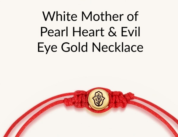 White Mother of Pearl Heart & Evil Eye Gold Necklace