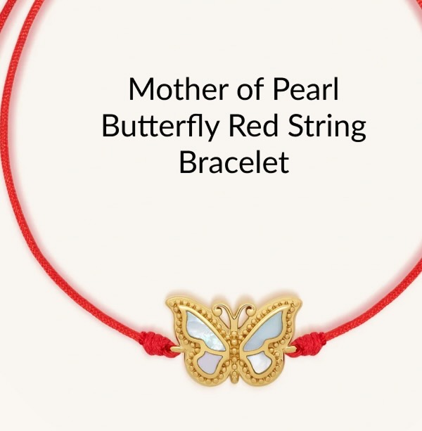 Mother of Pearl Butterfly Red String Bracelet