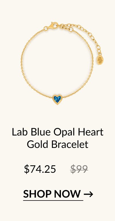 Lab Blue Opal Heart Gold Bracelet $74.25