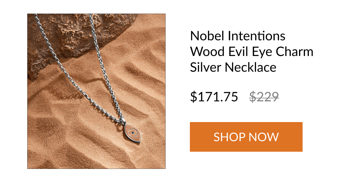 Nobel Intentions Wood Evil Eye Charm Silver Necklace