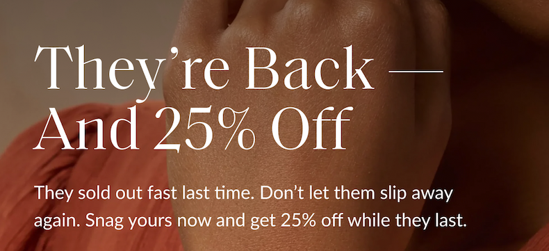 they're back and 25% off banner