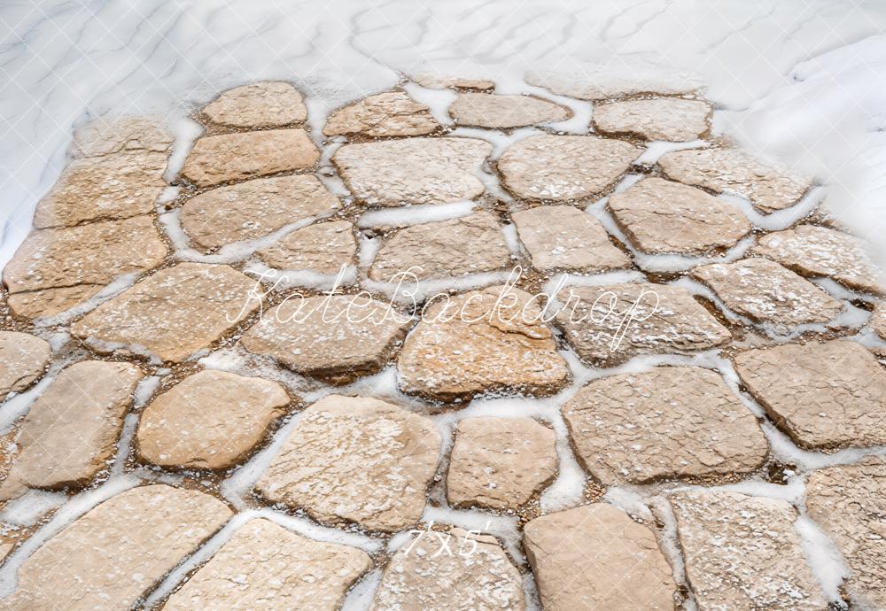 Kate Winter Cobblestone Snow Floor Backdrop Designed by Emetselch