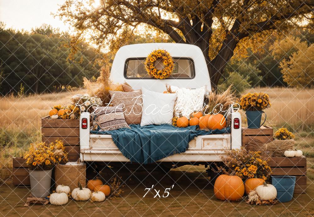 Kate Fall Truck Pillows Pumpkin Backdrop Designed by Emetselch
