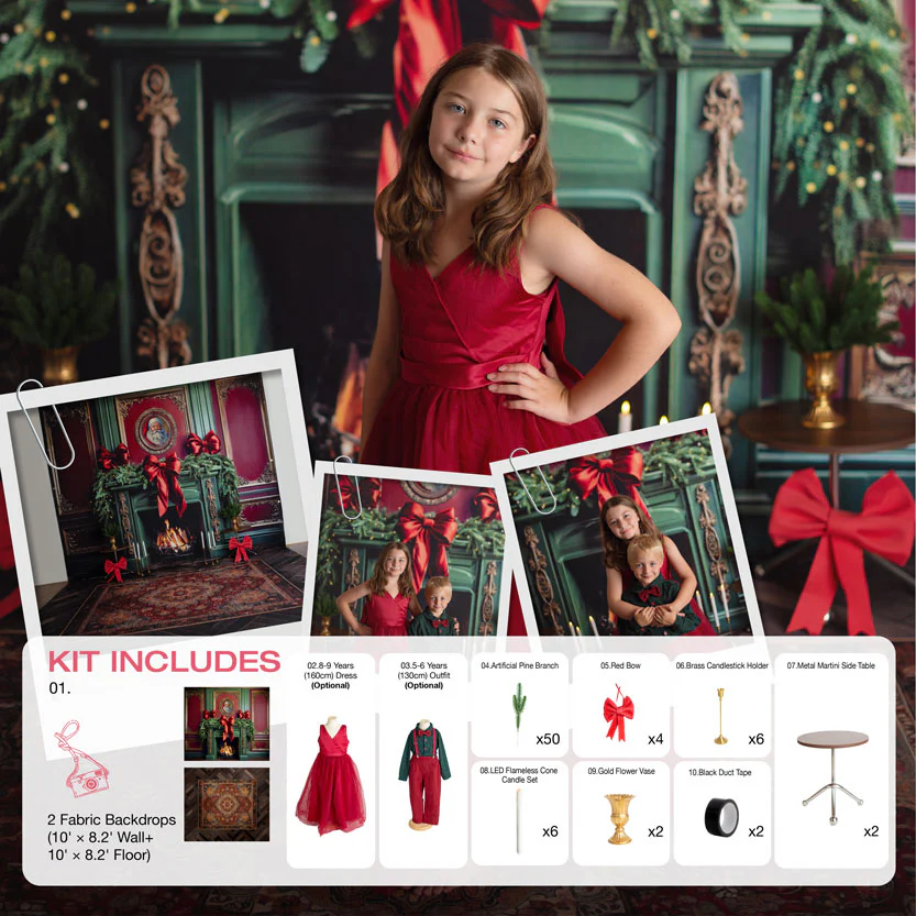 SALE Kate Christmas Elegant Santa Living Room Photo Kits Photography Backdrops&Props Themed Bundle