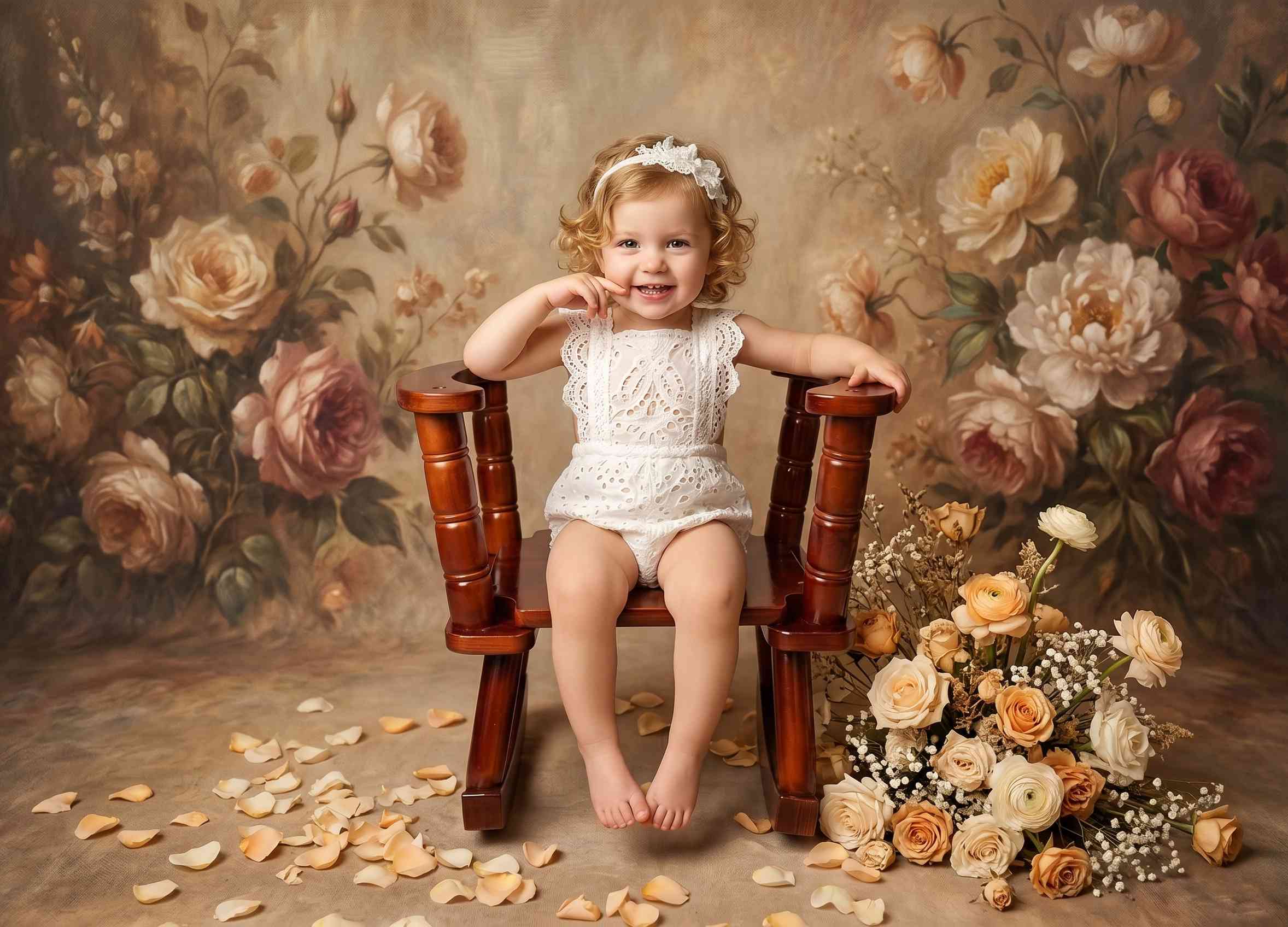 (Pre-sale 15 days) Kate 'Windsor Petite' Vintage Wooden Rocker | Newborn & Sitter Photography Prop