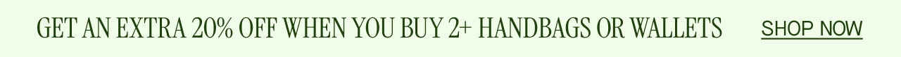 GET AN EXTRA 20% OFF WHEN YOU BUY 2+ HANDBAGS OR WALLETS