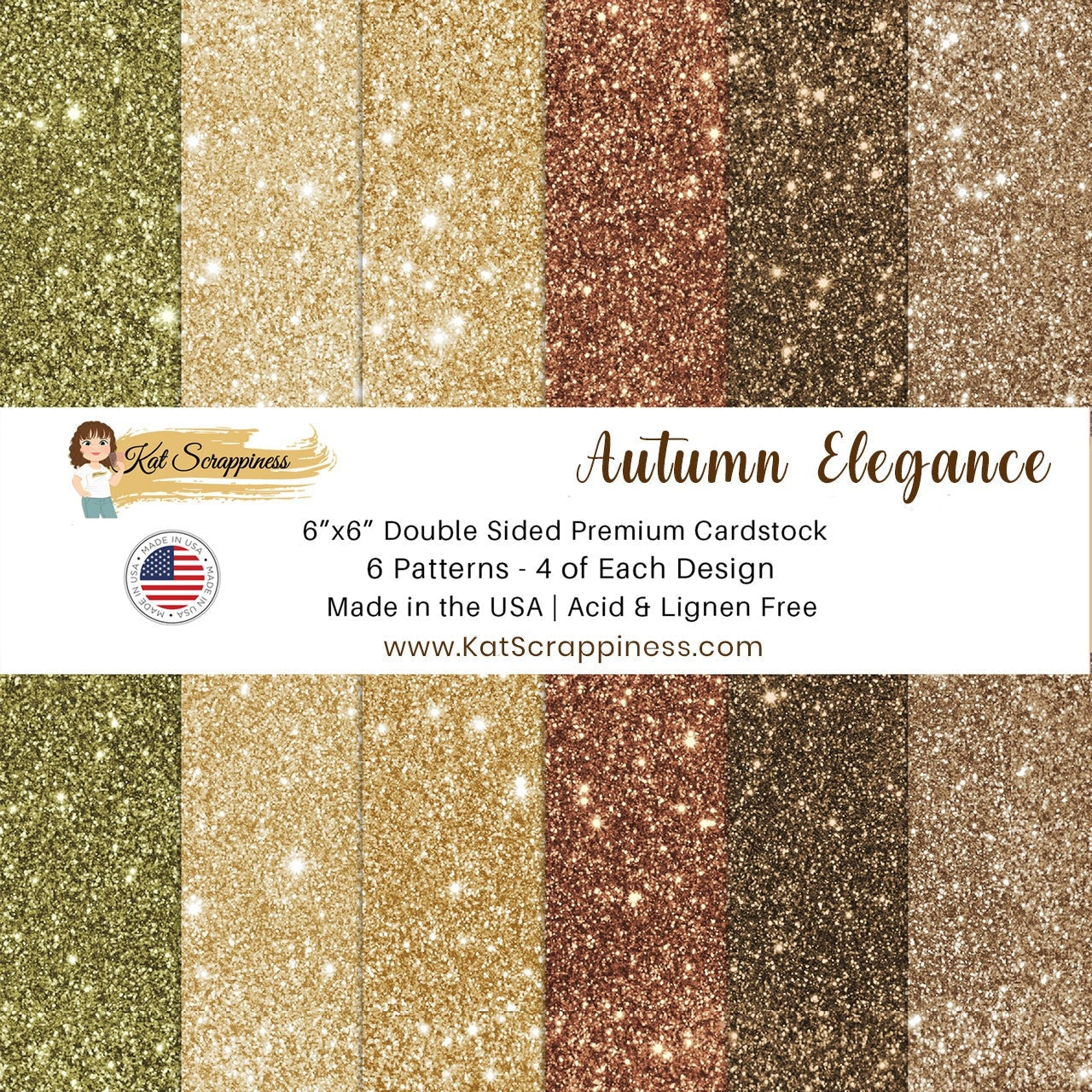 Autumn Elegance Faux Glitter 6x6 Paper Pad