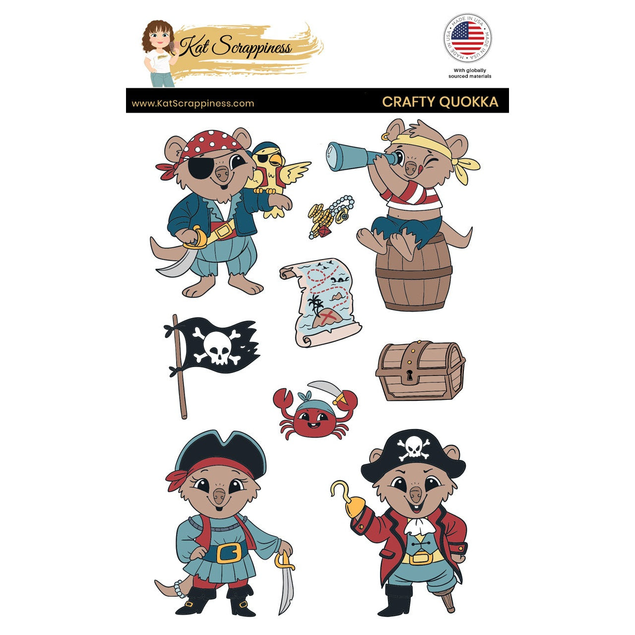 Pirate Quokkas Stamp Set
