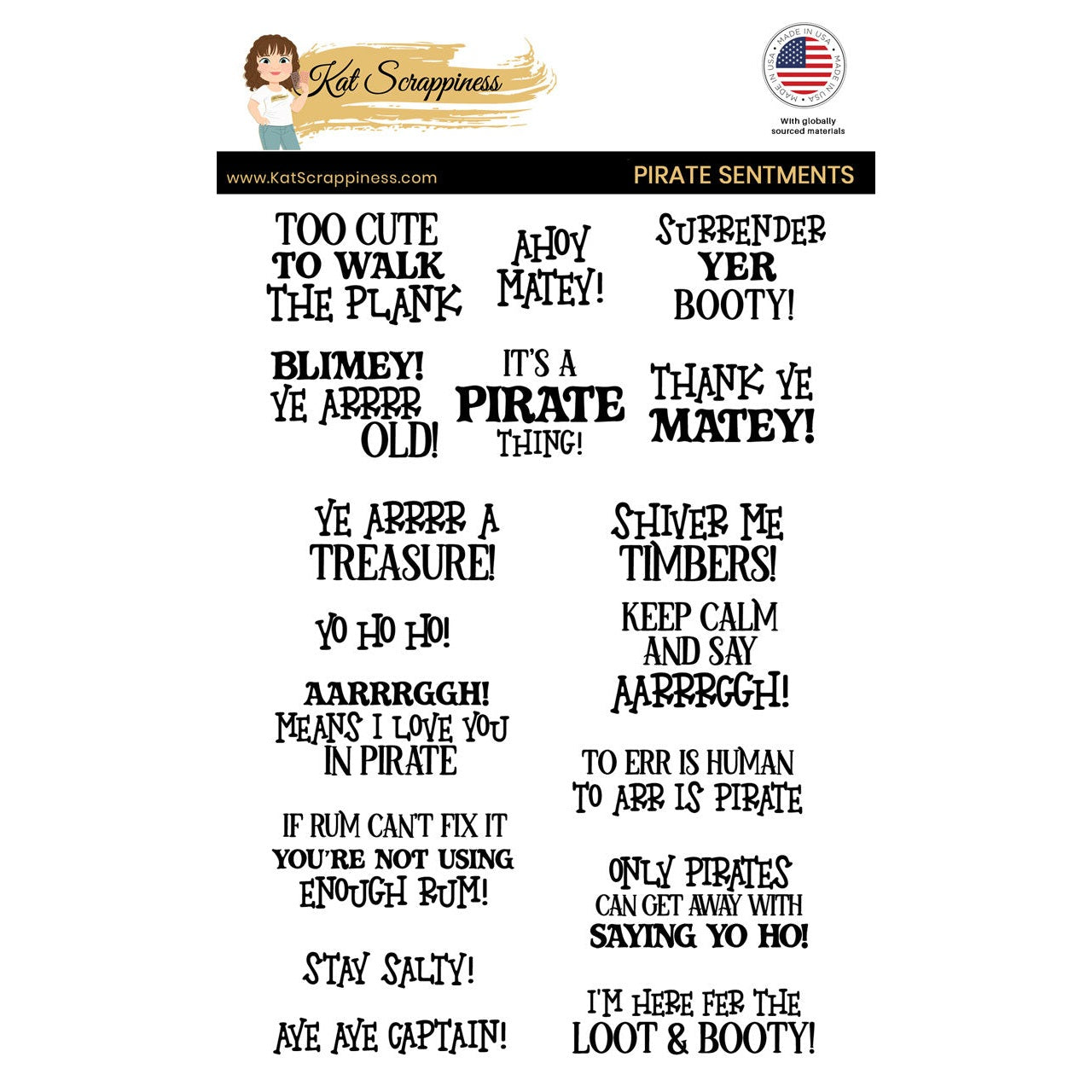 Pirate Quokkas Sentiments Stamp Set
