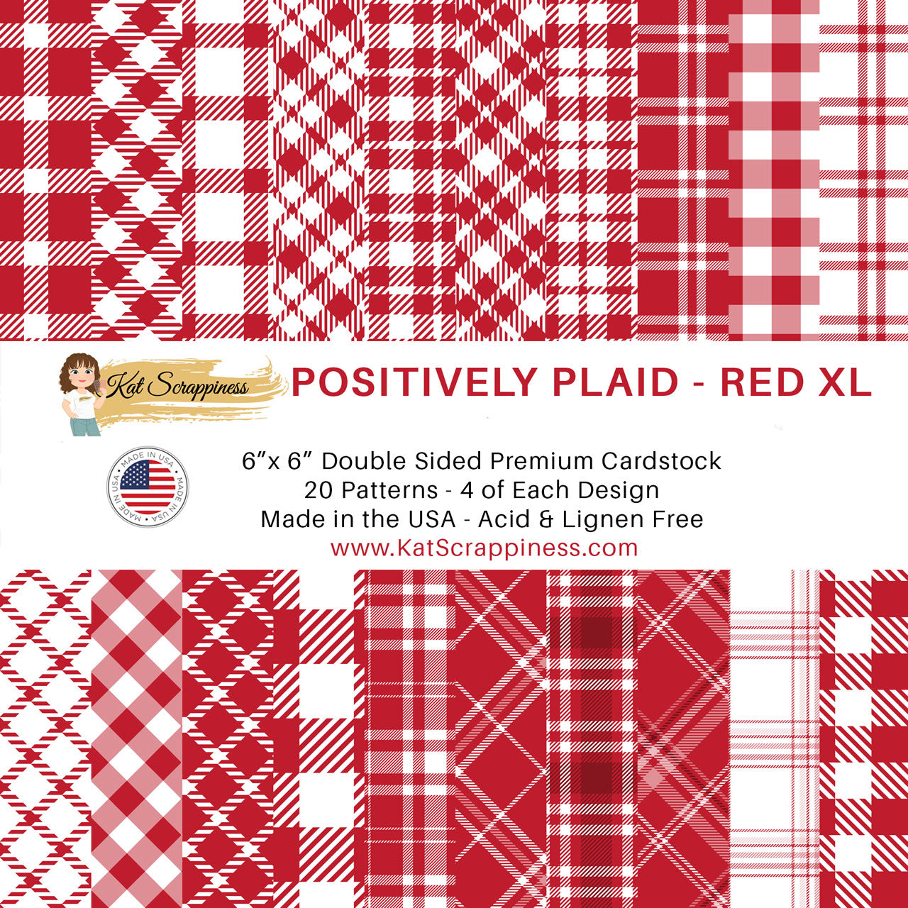 Positively Plaid 6x6 XL Paper Pack - Red